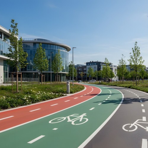 Travaux d’aménagement cyclable entre Aubière et Romagnat, près de Clermont-Ferrand