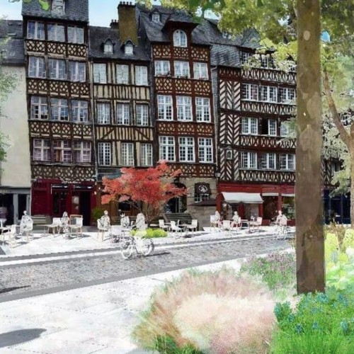 Rennes : des arbres plantés sur la place du Champ-Jacquet