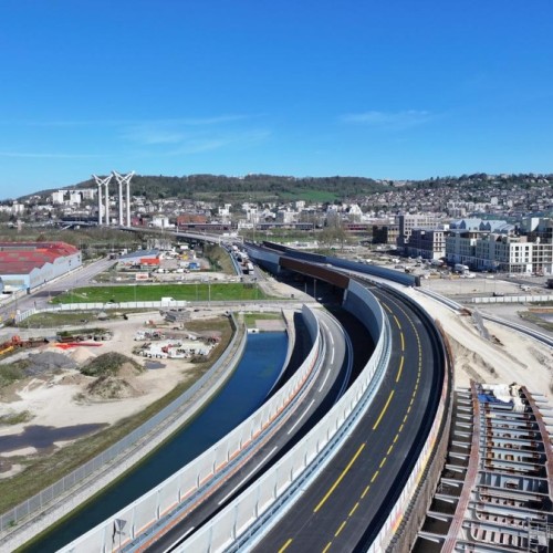Le pont Flaubert relié à la Sud III à Rouen