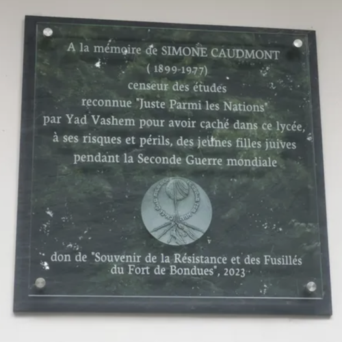 Une plaque commémorative en hommage à Simone Caudmont à Lille